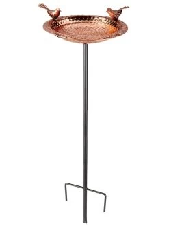Pure Copper Bird Bath With Two Copper Birds And Multipronged Garden Pole -Green Haven Shop 3 4 crop 8613378 06v