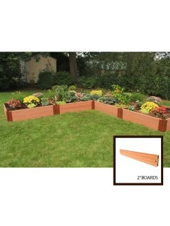 Classic Sienna Raised Garden Bed "L" Shaped With 2" Boards -Green Haven Shop 8588255 01v sienna composite raised garden bed 2 inch l shaped