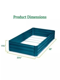 Demeter Corrugated Metal Raised Bed, 34" X 68" -Green Haven Shop 8594183 dims GSC
