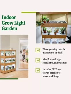 Bamboo LED Grow Light Garden For Succulents And Seeds -Green Haven Shop 8598084 5
