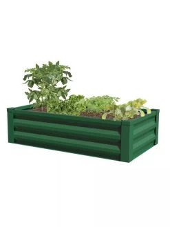 Powder-Coated Metal Raised Garden Bed, 24" X 48" 7 Powder-Coated Metal Raised Garden Bed, 24" X 48" -Green Haven Shop 8599393 02V powder coated metal raised garden bed 24x49 forest green
