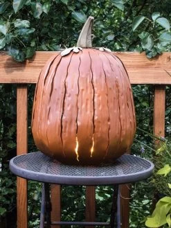 Desert Steel Pumpkin Luminary, Tall -Green Haven Shop 8599559 01v desert steel pumpkin luminary tall orange