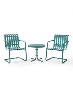 Crosley Gracie 3-Piece Metal Outdoor Seating Set -Green Haven Shop 8599631 01v crosley gracie 3 piece metal outdoor seating set blue
