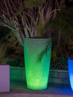 Solar Illuminated Planter Tall Granite, 32" 8 Solar Illuminated Planter Tall Granite, 32" -Green Haven Shop 8600183 0683 tif