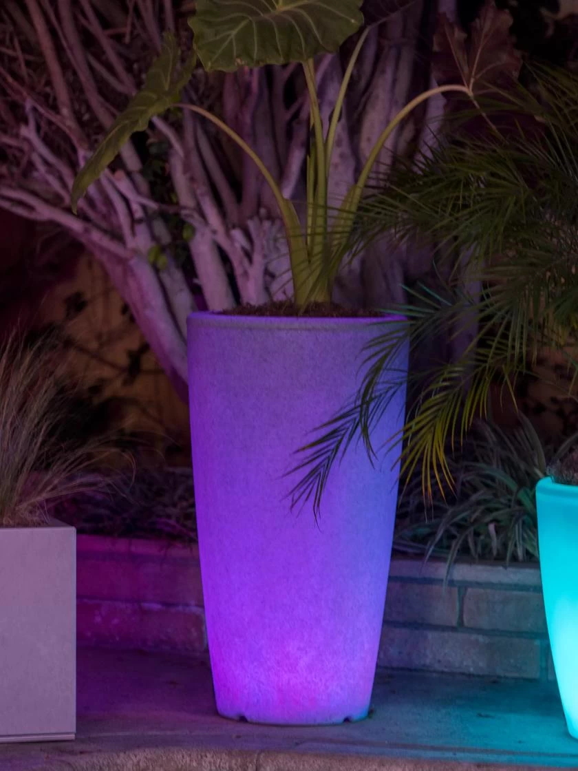 Solar Illuminated Planter Tall Granite, 32" 2 Solar Illuminated Planter Tall Granite, 32" - Image 2