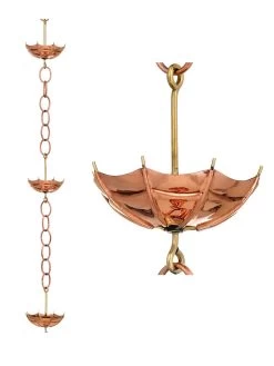 Umbrella Pure Copper Rain Chain, 8.5' 5 Umbrella Pure Copper Rain Chain, 8.5' -Green Haven Shop 8600208 03v
