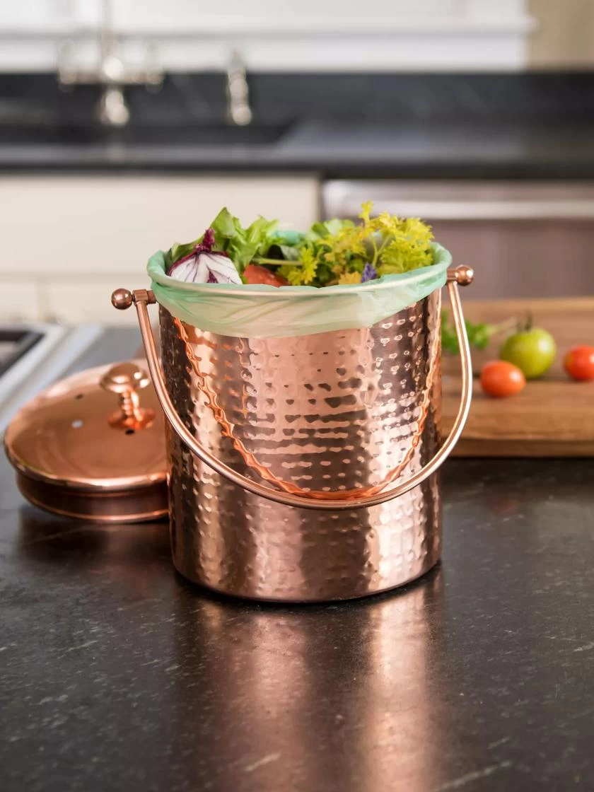 Hammered Copper Compost Pail 2 Hammered Copper Compost Pail - Image 2