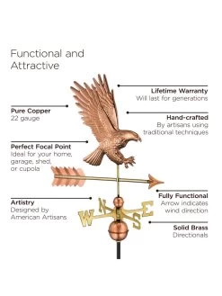Bald Eagle Copper Weathervane -Green Haven Shop 8600276 02v