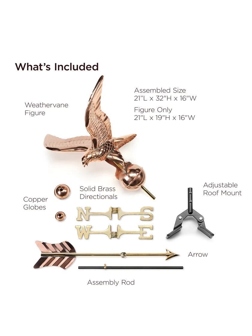 Eagle Cottage Copper Weathervane With Roof Mount 2 Eagle Cottage Copper Weathervane With Roof Mount - Image 2