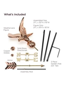 Eagle Garden Copper Weathervane With Pole -Green Haven Shop 8600279 01v