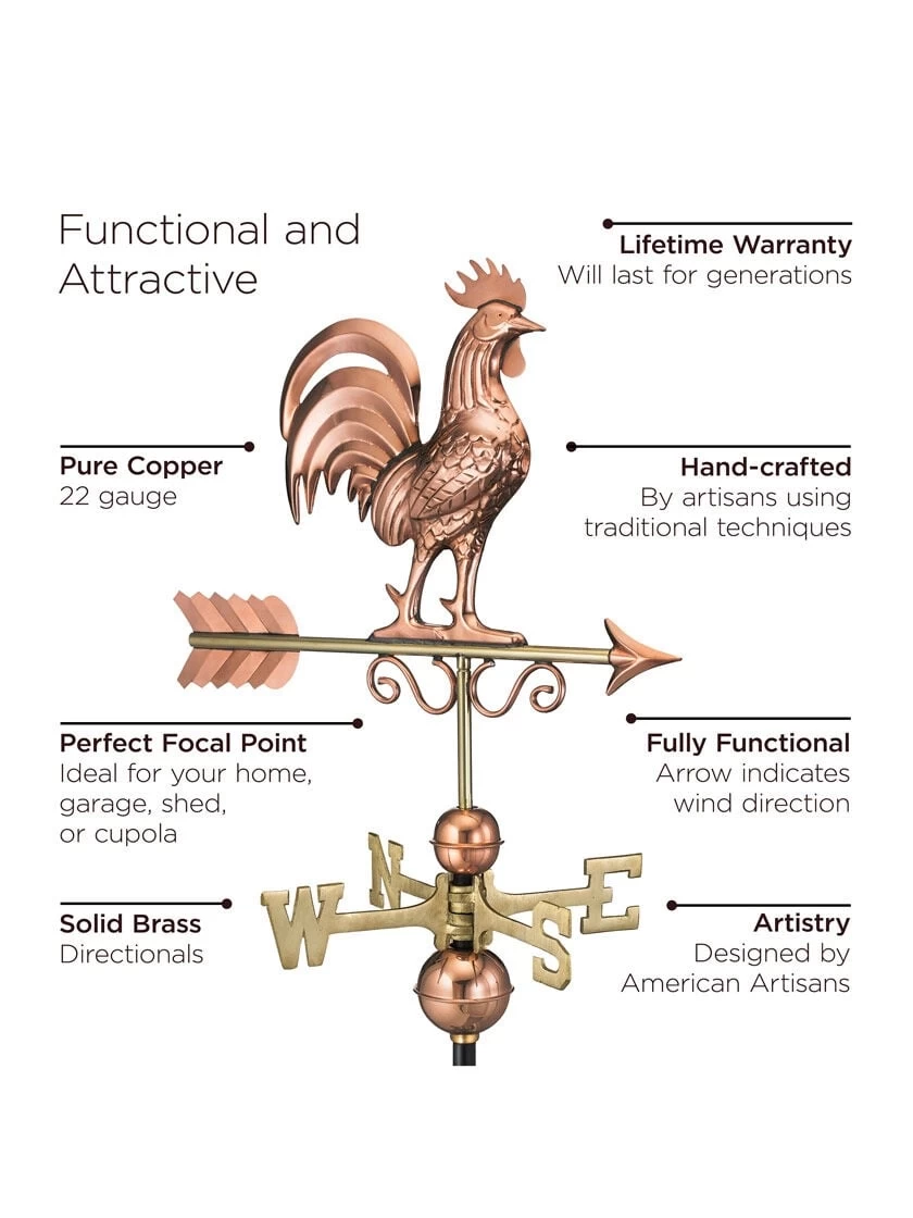 Bantam Rooster Copper Weathervane 2 Bantam Rooster Copper Weathervane - Image 2