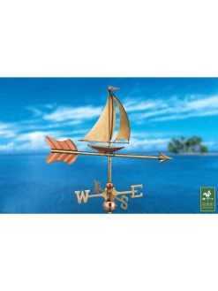 Sailboat Garden Copper Weathervane With Pole -Green Haven Shop 8600347 03v sailboat cottage copper weathervane roof mount