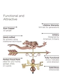Little Mermaid Copper Weathervane -Green Haven Shop 8600350 04v