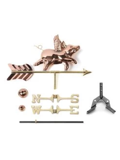 Flying Pig Cottage Copper Weathervane With Roof Mount -Green Haven Shop 8600376 03v