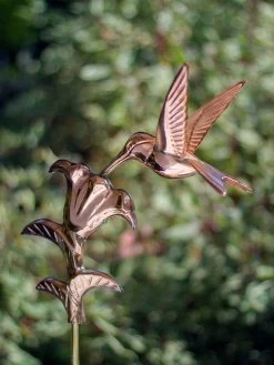 Hummingbird Garden Copper Weathervane With Pole -Green Haven Shop 8600377 03v hummingbird cottage weathervane roof mount