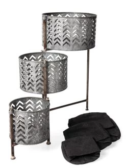 Galvanized Grow Bag Triple Planters With Stand -Green Haven Shop 8609180 4817 tif