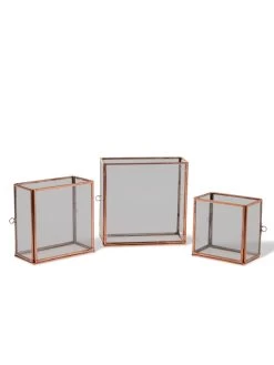 Copper And Glass Terrariums, Set Of 3 -Green Haven Shop 8609212 0851 tif