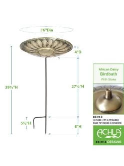Achla Designs African Daisy Birdbath With Stake -Green Haven Shop 8609296 04v