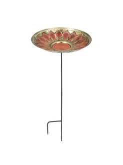 Achla Designs Red African Daisy Birdbath With Stake -Green Haven Shop 8609300 02v