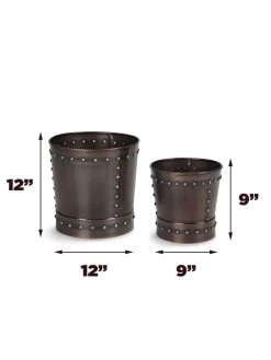Riveted Planters, Set Of 2 15 Riveted Planters, Set Of 2 -Green Haven Shop 8610032 03v