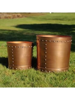 Riveted Planters, Set Of 2 12 Riveted Planters, Set Of 2 -Green Haven Shop 8610081 03v