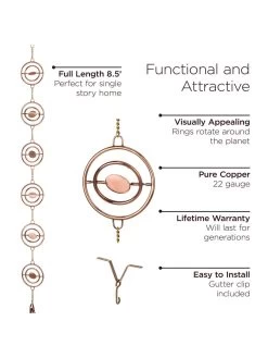 Stellar Copper Rain Chain, 8.5ft -Green Haven Shop 8610093 03v