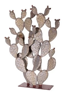 Desert Steel Prickly Pear Cactus Sculpture, Grande -Green Haven Shop 8610769 03v
