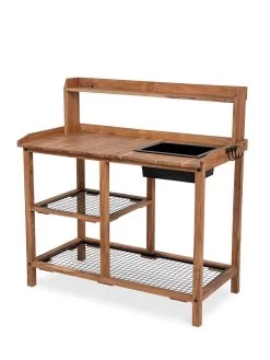 Dynamic Acacia Potting Bench With Soil Reservoir -Green Haven Shop 8611009 002
