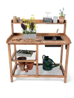 Dynamic Acacia Potting Bench With Soil Reservoir -Green Haven Shop 8611009 005