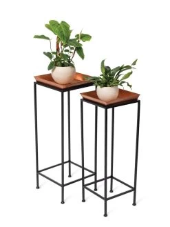 Square Nesting Plant Stands With Trays, Set Of 2 -Green Haven Shop 8611014 2872 tif