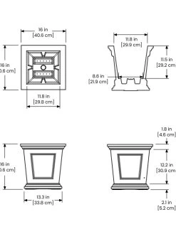 Fairfield Self-Watering Square Planter, 16” X 16” -Green Haven Shop 8611695 19V tif