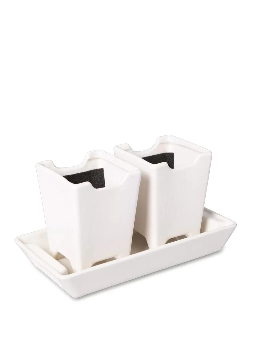 Stoneware Self-Watering Windowsill Planters, Set Of 2 4 Stoneware Self-Watering Windowsill Planters, Set Of 2 - Image 4