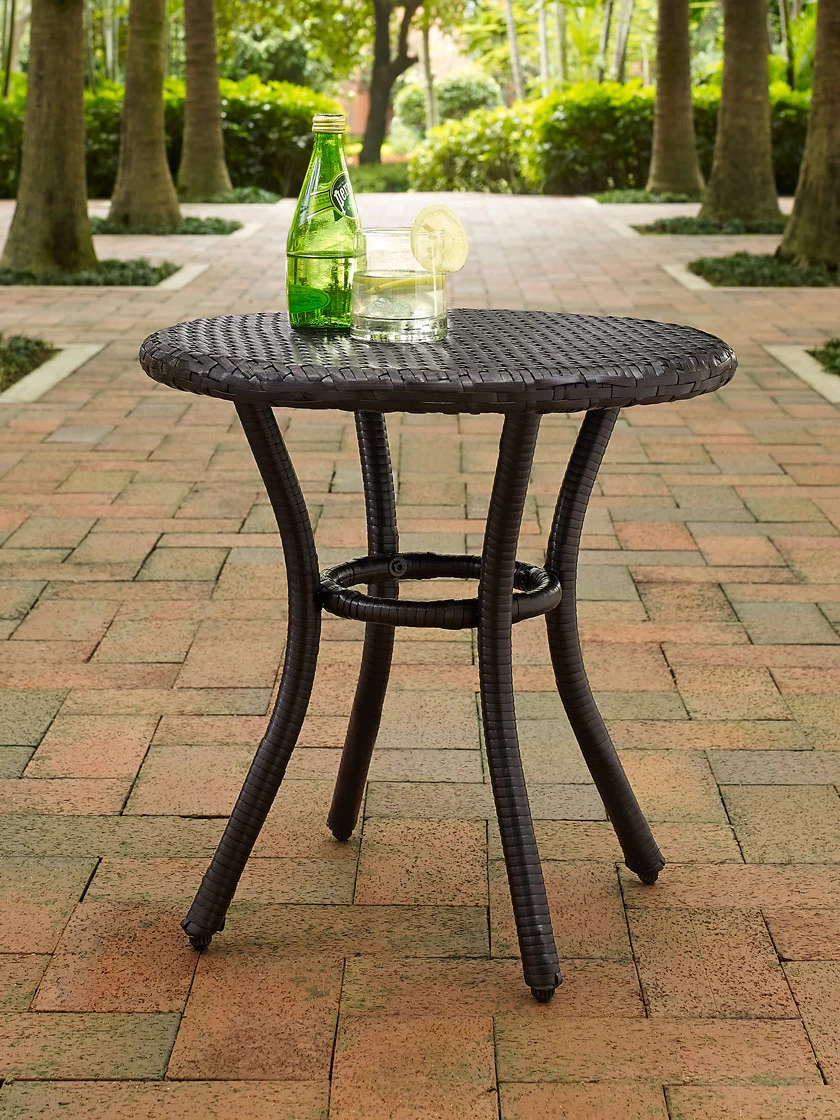 Crosley Palm Harbor Outdoor Wicker Round Side Table 1 Crosley Palm Harbor Outdoor Wicker Round Side Table