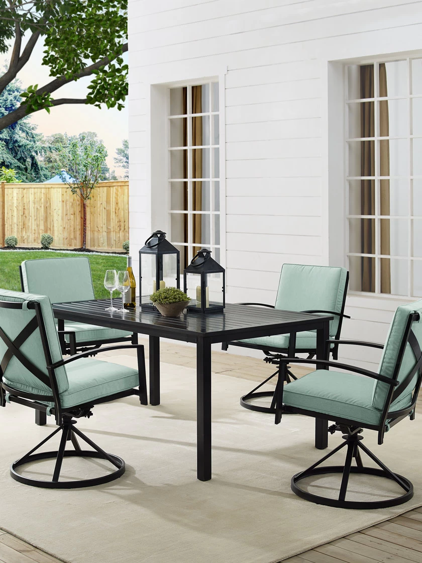 Crosley Kaplan 5Pc Outdoor Dining Set With Swivel Chairs 1 Crosley Kaplan 5Pc Outdoor Dining Set With Swivel Chairs