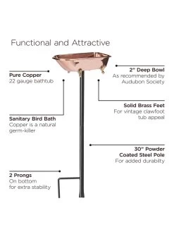 Copper Bathtub Birdbath 9 Copper Bathtub Birdbath -Green Haven Shop 8612202 06v