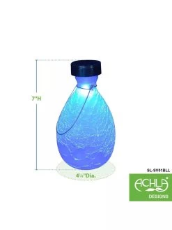 Achla Designs Solar Crackle Glass Vase Lantern -Green Haven Shop 8612529BLL 01v tif