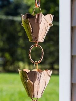 Tulip Pure Copper Rain Chain, 8.5' -Green Haven Shop 8612740 02v