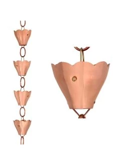 Tulip Pure Copper Rain Chain, 8.5' -Green Haven Shop 8612740 03v