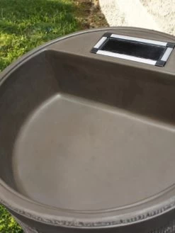 Round Rain Barrel With Planter, 35 Gallons -Green Haven Shop 8612856WALNT 02V tif