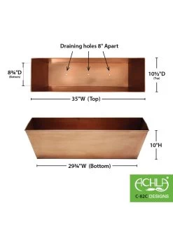 Achla Designs Plain Copper Plated Flower Box, Large -Green Haven Shop 8612915 03v