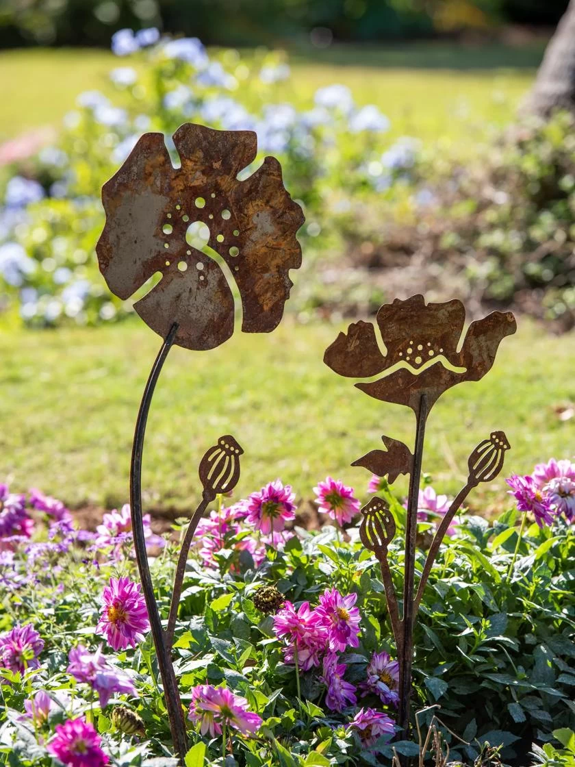 Poppy Garden Stakes Set Of 2 2 Poppy Garden Stakes Set Of 2 - Image 2