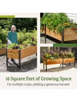 Self-Watering Eco-Stained Elevated Planter Box, 2' X 8' -Green Haven Shop b00eow8fhu raisedbed feature 2 1